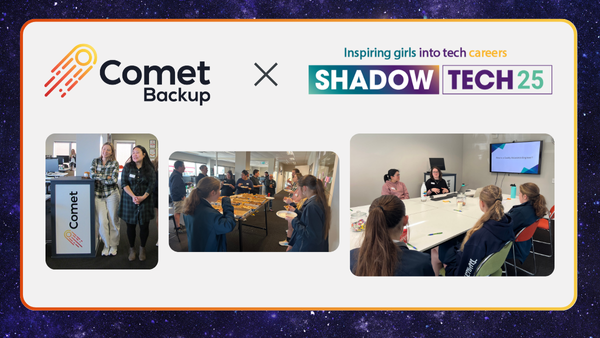 Comet Backup and ShadowTech25 images of students and Comet team